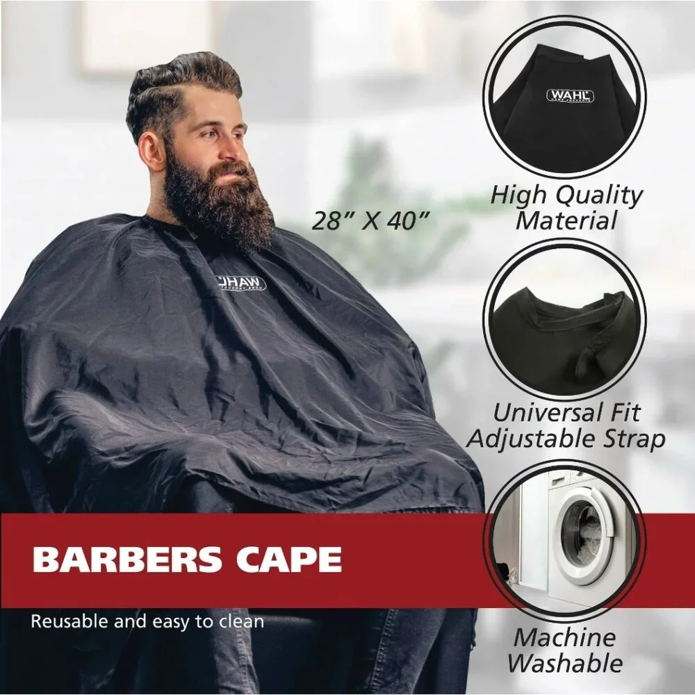 Wahl Hair Cutting Cape and Premium Barber Shears Set in Pouch Black